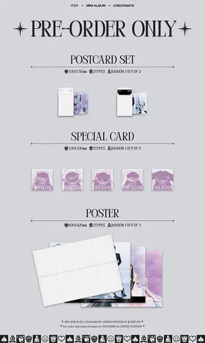 Vista 4 de ( Pre-Order ) ITZY CHECKMATE Mini Album ( Standard Edition - 5 Version Full Set. )+2ea ITZY Store Gift Card K-POP SEALED