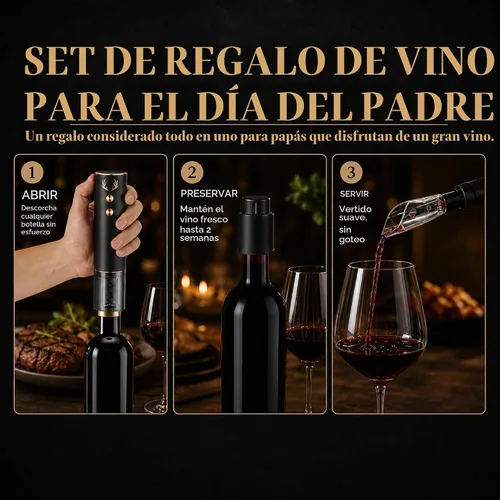 Vista 2 de BLUBYEES Juego de abridor de vino eléctrico recargable 4 en 1 - Sacacorchos automático, cortador de aluminio, aireador y vertedor, tapón de vacío