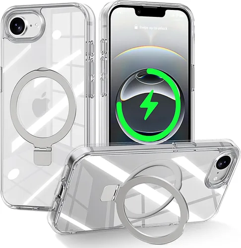 Vista 18 de CHAOFEnG Funda magnética compatible con iPhone 11 con soporte, prueba de caídas de grado militar, compatible con imán, anillo translúcido, parte