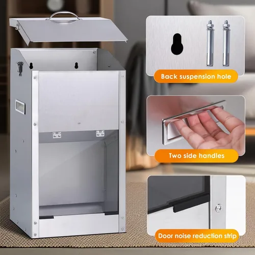 Vista 6 de Comedero automático para perros de raza grande, material de acero inoxidable 25 Lbs Dog Dry Food Dispenser with Clear Flap Door, Gravity Pet