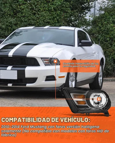 Vista 3 de para Ford Mustang 2010-2014 - Conjunto de faros delanteros color negro
