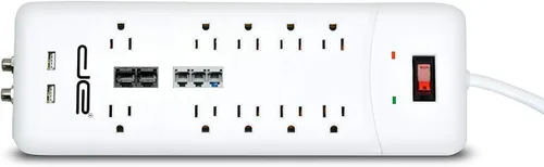 Vista 7 de Digital Energy Protector contra sobretensiones resistente de 10 salidas de enchufe recto de 4050 julios (25 pies, WHT)