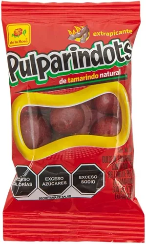 Vista 4 de De La Rosa Pulparindots Tamarindo extra caliente, 12 paquetes, 10 piezas EA. Auténtico caramelo mexicano
