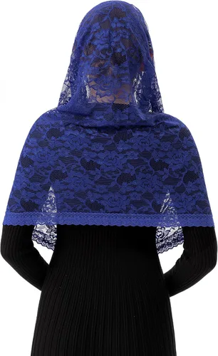 Vista 6 de PAMOR Infinity Chapel Veil Floral Latin Mass Head Cover Lace Scarf Mantilla Velos para Iglesia