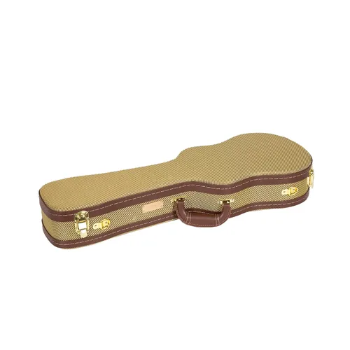 Vista 2 de Crossrock Estuche rígido de madera de lujo para ukeleles soprano, estilo mochila, Tweed (CRW700SUTW-2)