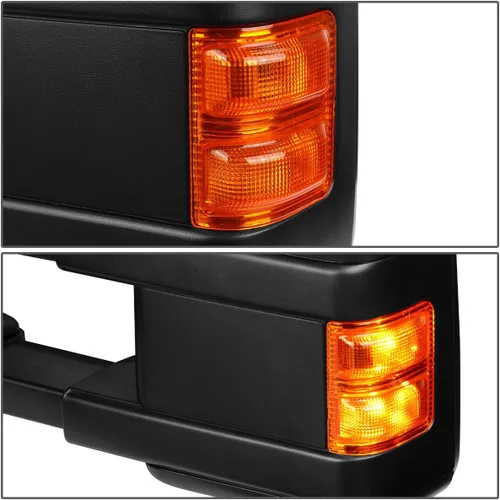 Vista 5 de DNA Motoring TWM-027-T666-BK-AM-L Espejo de remolque plegable telescópico manual con señal de giro compatible con 08-16 F250 / F350 / F450 / F550