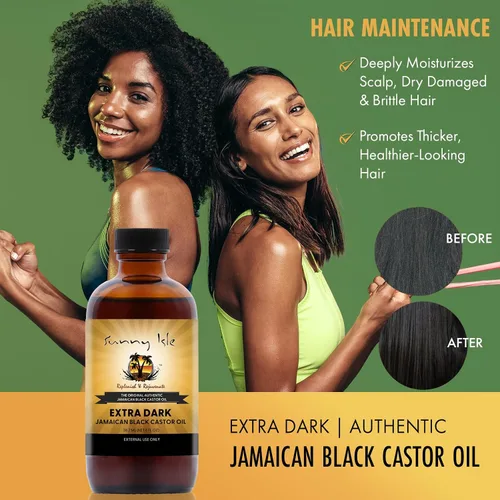 Vista 6 de Aceite de ricino jamaicano Sunny Isle para piel y cuerpo, extra oscuro, bote de 4 onzas Moisturizing, Strengthens, Hair Growth Dry Scalp