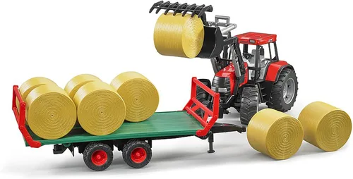 Vista 3 de Bruder 02220 Bale Transport Trailer Farm Toy, 8 balas redondas, escala 1:16