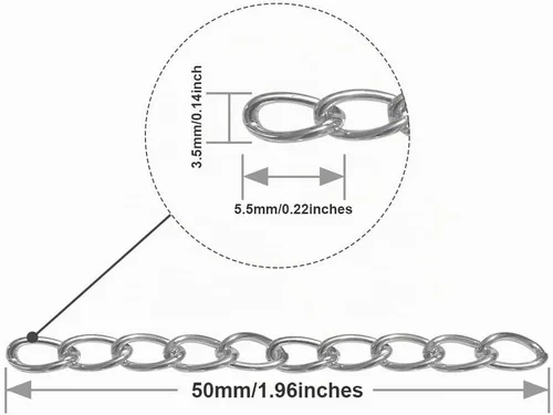 Vista 2 de 100 cadenas extensoras de plata para hacer joyas, cadena de extensión extraíble de acero inoxidable para hacer collares, pulseras, tobilleras
