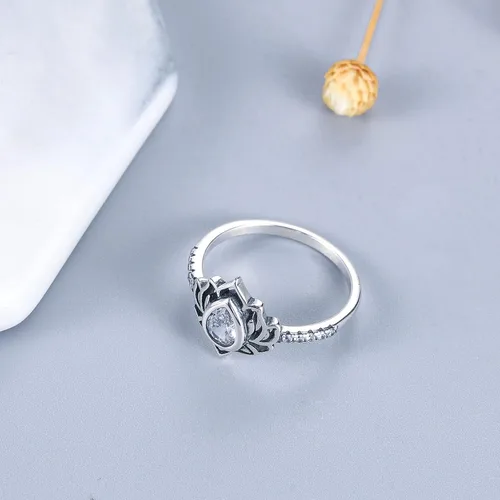 Vista 6 de LOVECOM Anillo de loto para mujeres, adolescentes y niñas, plata de ley 925, anillos de promesa de flor de loto, circonita cúbica, anillo inspirador