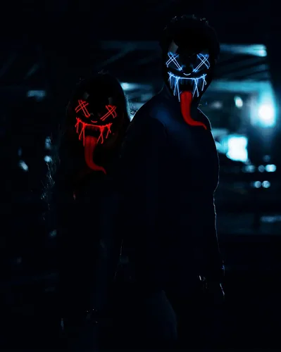Vista 6 de Máscara de purga iluminada de Halloween, máscara de purga LED aterradora para adultos y niños, disfraces de Halloween, máscaras brillantes con ojos