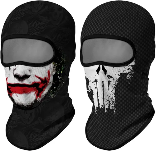 Vista 32 de Pasamontañas 3D, máscara de cara completa, resistente al viento, máscara de esquí con calavera táctica para motocicleta, ciclismo, Halloween