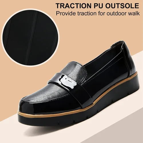 Vista 5 de UZB Mocasines sin cordones para mujer, cómodos zapatos de vestir de espuma viscoelástica