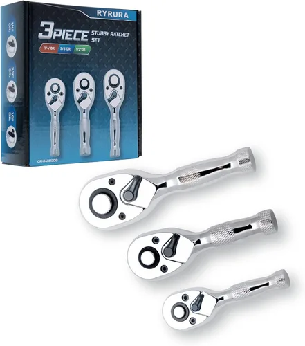 Vista 12 de Llave de trinquete de accionamiento de 1/4 pulgada, llave de dados estándar, liberación rápida de 72 dientes, función de trinquetaje reversible