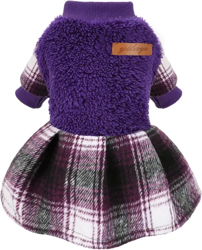 Vista 9 de Suéter pequeño para perro, ropa para perro, vestidos para cachorros para perros pequeños, vestido a cuadros de princesa, ropa para festivales