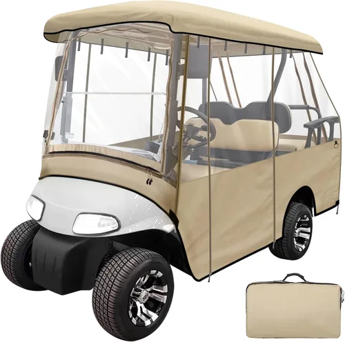 Vista 9 de Leader Accessories Recinto de conducción de golf para 2 + 2 personas, cubierta de carrito de golf para pasajeros de techo corto para 2 personas Negro
