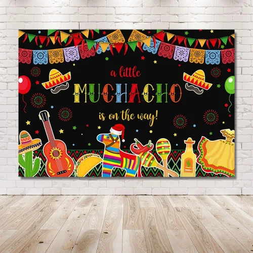 Vista 6 de MEHOFOND Fiesta Boy - Telón de fondo para baby shower, mexicano, A Little Muchacho está en camino, cactus Cinco Mayo, fondo de taco, feliz