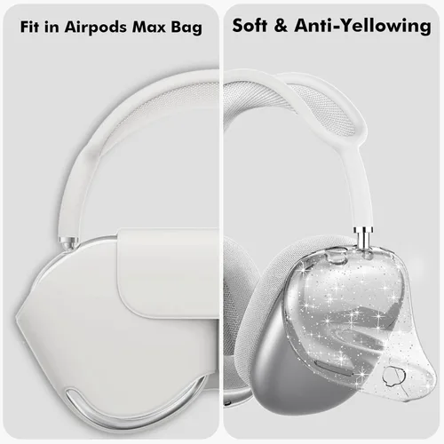 Vista 5 de NIUTRENDZ Funda Transparente para AirPods Max Funda Cubierta de TPU Suave Protectora Cubiertas para Auriculares Accesorios【Anti-Huellas Dactilares