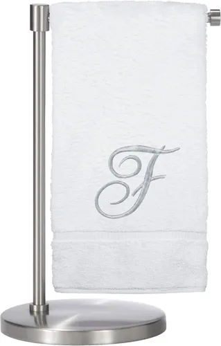Vista 126 de Script R - Toalla de baño con monograma, regalo personalizado, 27 x 54 pulgadas, juego de 1 toalla bordada con texto dorado, 100% algodón turco Navy
