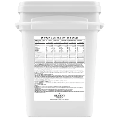 Vista 3 de Heaven’s Harvest Kit de Alimentos Familiares de 25 Años — Suministro de Alimentos de Emergencia. Kit de Alimentos de Supervivencia Liofilizados +