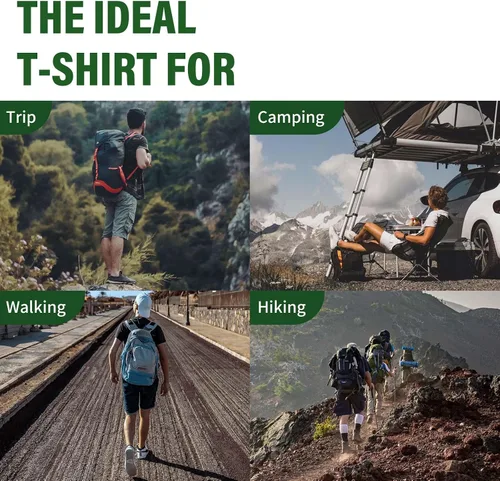 Vista 5 de Merino Protect Camisetas 100% de lana merino para hombre, resistentes al olor, capa base, ligera, para senderismo, viajes, camiseta suave
