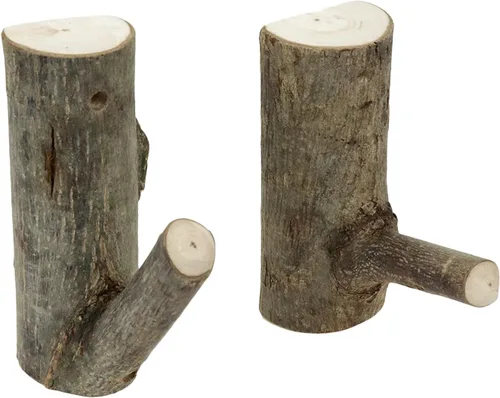 Vista 11 de 4 ganchos de pared de madera real con ramas de árbol de granja, rústico decorativo de madera con tronco de corteza de grosor de 0.8 in a 1.2 in