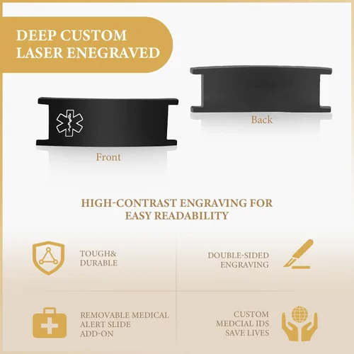 Vista 60 de VNOX Pulsera de identificación de alerta médica para hombres y mujeres, pulseras de alerta médica con grabado personalizado para mujeres y hombres