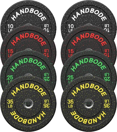 Vista 18 de HANDBODE Juego de discos de peso de 2 pulgadas de alto rebote, juego de discos olímpicos de 45/100/160/190/260/300 libras, juego de discos