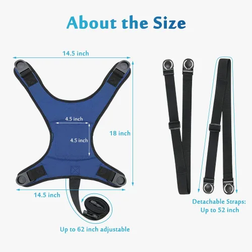 Vista 8 de AOSSA Cinturón de seguridad para silla de ruedas, restricciones de seguridad para ancianos, arnés para silla de ruedas, cinturón de seguridad