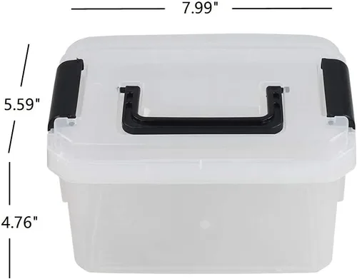 Vista 3 de Cajas de almacenamiento de plástico, paquete de 4 cubos pequeños transparentes con tapas