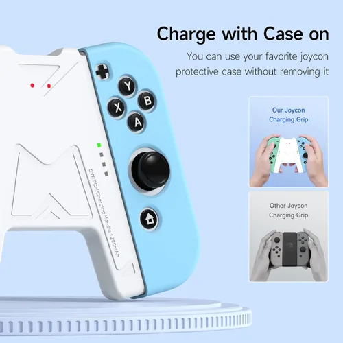 Vista 4 de JINGDU Switch Joy-Con - Agarre de carga con batería de 1200 mAh, solución de carga portátil compatible con el controlador de Nintendo Switch