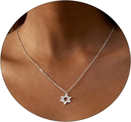 Vista 15 de Ascomy - Collar con dije dorado delicado, chapado en oro de 14 quilates, joyería diaria con dije de hoja con circonia cúbica y corazón pequeño