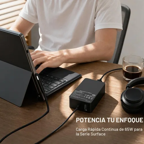 Vista 5 de Cargador para laptop de 65 W compatible con Microsoft Surface Pro 11 10 9 8 3 7 7+ 6 5 4 X, compatible con Surface Windows Laptop 7 6 5 4 3 2 1