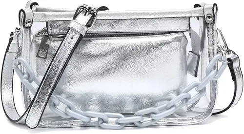 Vista 7 de Jessica - Bolso vegano transparente para mujer, aprobado por estadios, bolsos cruzados para conciertos, eventos deportivos