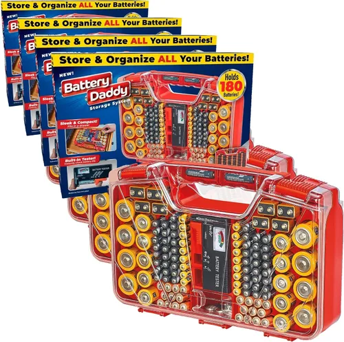Vista 13 de Ontel Battery Daddy - Estuche organizador y de almacenamiento con probador, almacena y protege hasta 180 baterías, doble cara, diseño duradero