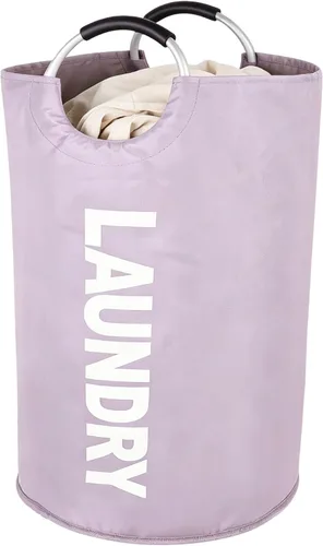 Vista 8 de Bolsa de lavandería plegable de 90 litros con asa, canasta grande para ropa sucia, cesta plegable para ropa sucia, color morado, cesta impermeable