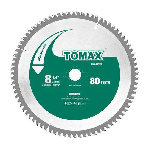 Vista 4 de TOMAX - Hoja de sierra de 6-1/2 pulgadas, 60 dientes, TCG, de aluminio delgado y metal no ferroso, con eje DMK de 5/8 pulgadas