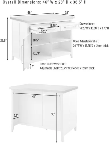 Vista 5 de Crosley Furniture Silvia - Juego de isla de cocina, taburetes de silla