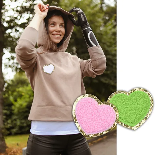 Vista 8 de Kare & Kind Parches bordados de chenilla con forma de corazón para planchar para ropa, camisas, uniformes, vestidos, chaquetas, bolsos, sombreros