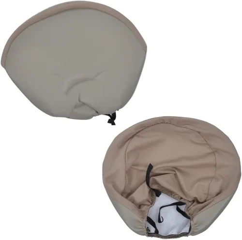 Vista 5 de BDK carXS - Fundas de asiento de automóvil de cuero beige para asientos delanteros, 4 piezas, piel sintética, incluye fundas de asiento delantero