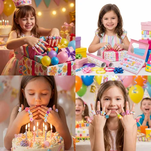 Vista 6 de PASEMM 24 anillos de joyería para niña, ajustables, sin duplicación, anillos de juego para niños en caja, anillos de juego de simulación y disfraces