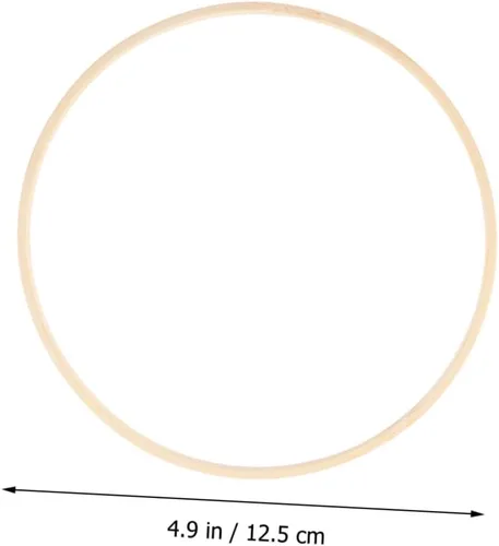 Vista 4 de EXCEART Anillo de macramé de 4.72 pulgadas, material de decoración, aro de madera para atrapasueños, manualidades, marco de corona para fiestas