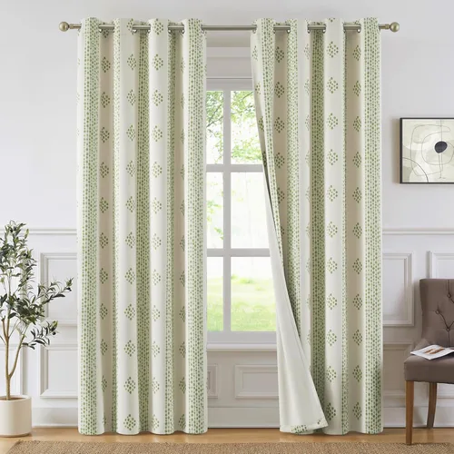 Vista 17 de Melodieux Cortinas bohemias 80% opacas de 63 pulgadas de largo para dormitorio, sala de estar, oscurecimiento de sala de estar, cortinas
