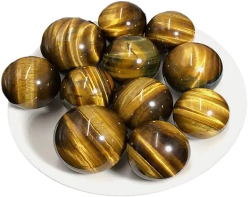 Vista 6 de Bola esférica de cristal curativo de ojo de tigre natural para reiki equilibrio, meditación, decoración del hogar y la oficina