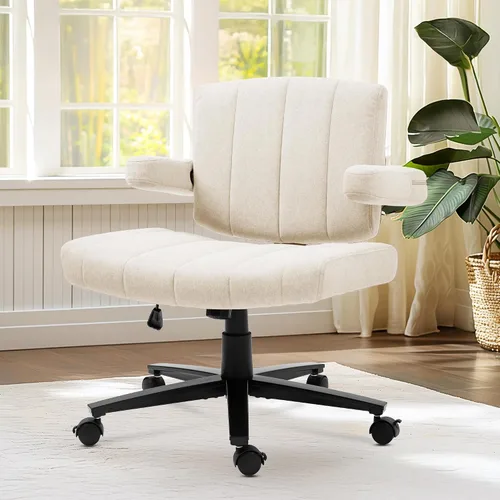 Vista 13 de Silla de oficina en casa de terciopelo con base dorada, cómoda y moderna silla de escritorio, silla giratoria ajustable para sala de estar