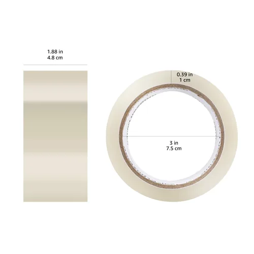 Vista 5 de Amazon Basics Cinta de embalaje, 1.88 pulgadas x 72.2 yardas, 1.8 mil de grosor (12 rollos), transparente, ideal para embalaje, envío, mudanza
