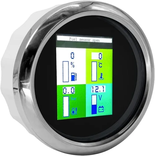 Vista 2 de ELING Voltímetro multifuncional 4 en 1 de 3.346 in, presión de aceite, nivel de combustible, medidor de temperatura del agua 9-32 V para automóvil