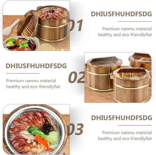 Vista 4 de DOITOOL Cuenco de enfriamiento de arroz para sushi, cubo de arroz de madera, barril de arroz de madera, Hangiri Sushi Oke, tina mezcladora de arroz