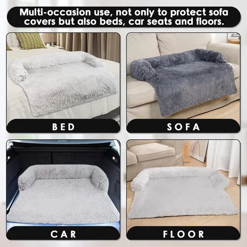 Vista 5 de Cama grande lavable extraíble para perros, sofá cama de felpa esponjosa, funda de sofá para perros con protector de muebles de aterrizaje