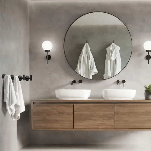 Vista 4 de Vuzvuv Paquete de 2 ganchos de pared mate negros, SUS304 de acero inoxidable impermeable para abrigo y bata, ganchos resistentes para baño, cocina